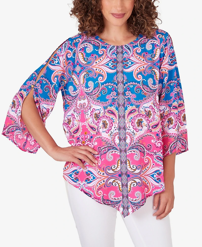 Ruby Rd. Petite Woven Paisley Top