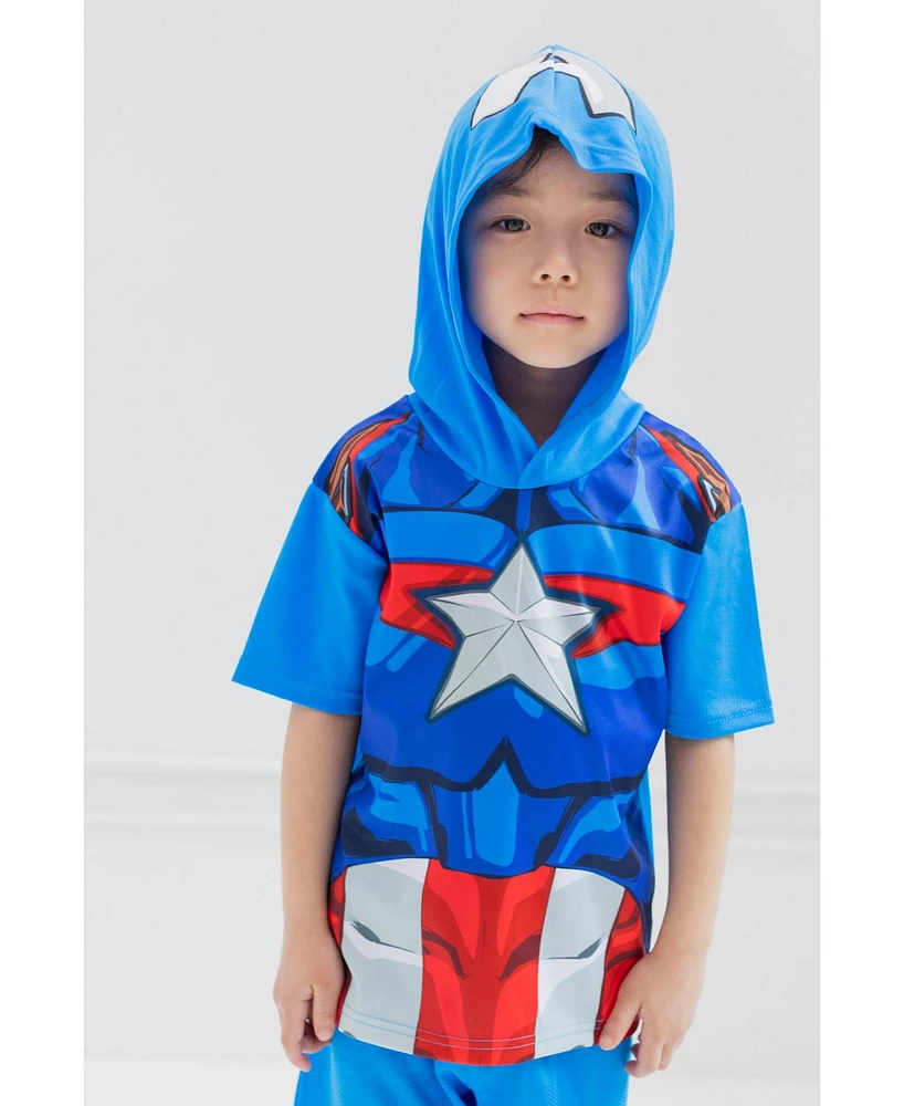 Marvel Toddler Boys Avengers Captain America Athletic T-Shirt and Mesh Shorts Outfit Set