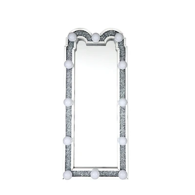 Simplie Fun Noralie Accent Floor Mirror In Mirrored & Faux Diamonds