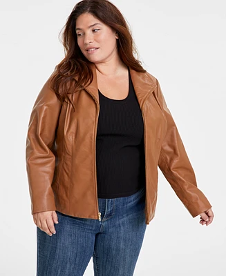 Cole Haan Womens Plus Leather Jacket