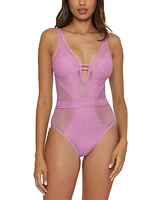 Becca Women's Network Plunge-Neck One-Piece Swimsuit