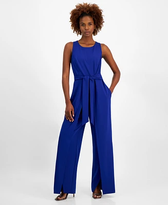 Connected Women's Tie-Front Flyaway Wide-Leg Jumpsuit