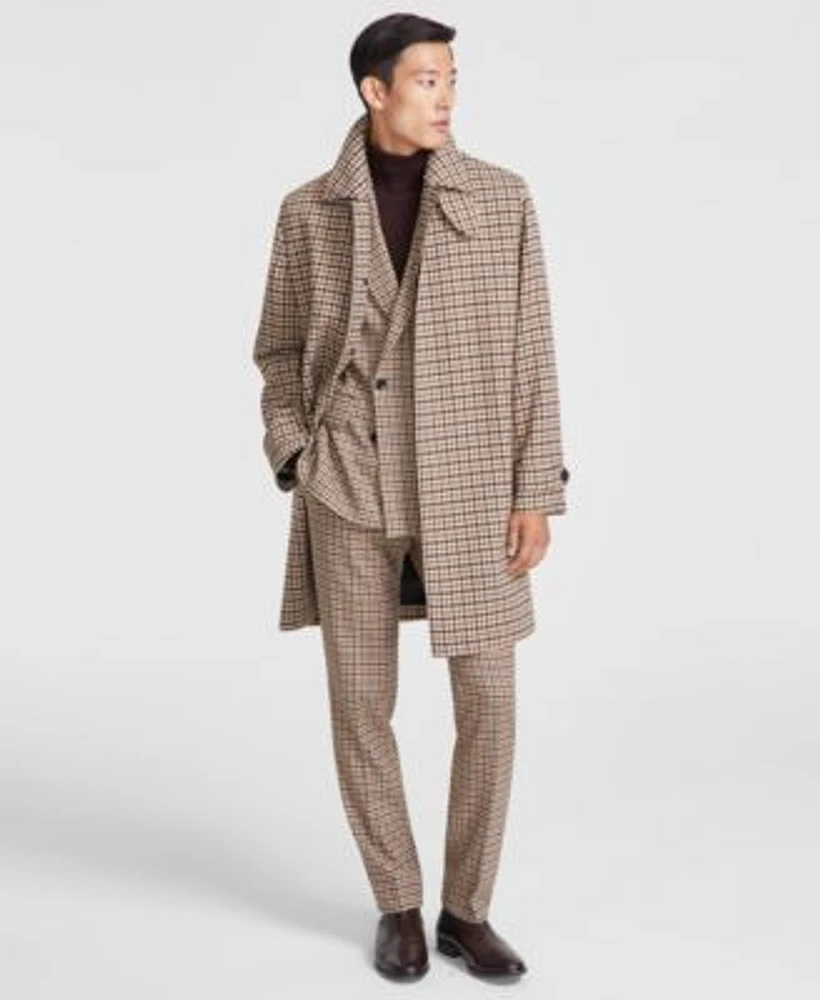 Hugo By Hugo Boss Mens Modern Fit Houndstooth Suit Separate Overcoat