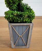 Nearly Natural 45in. Uv Resistant Artificial Boxwood Spiral Topiary Tree with Led Lights in Decorative Planter Indoor/Outdoor