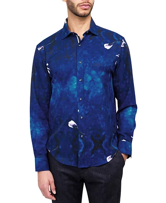 Society of Threads Men's Regular Fit Non-Iron Performance Stretch Floral Print Button-Down Shirt