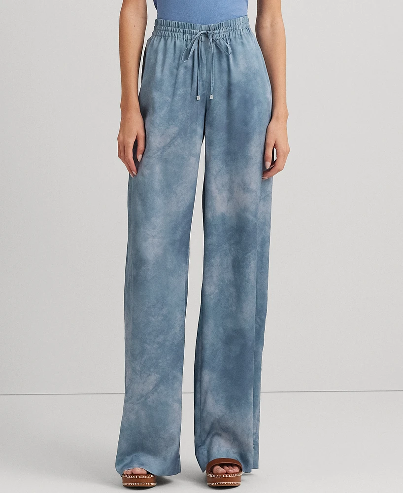 Lauren Ralph Petite Printed Satin Charmeuse Pants