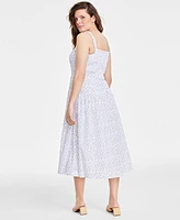 On 34th Women's Printed Smocked-Bodice Midi Dress