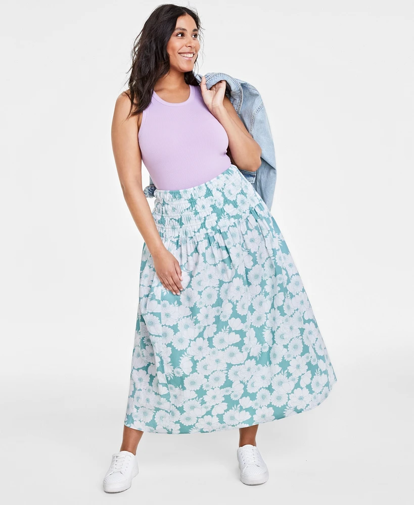 On 34th Women's Cotton Smocked Maxi Skirt, Created for Macy's