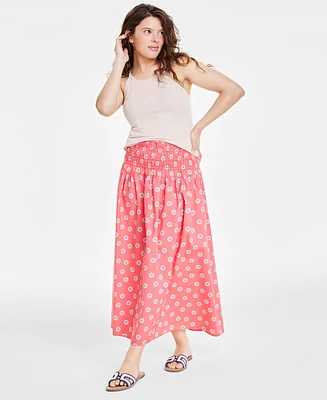 On 34th Women's Cotton Smocked Maxi Skirt, Created for Macy's