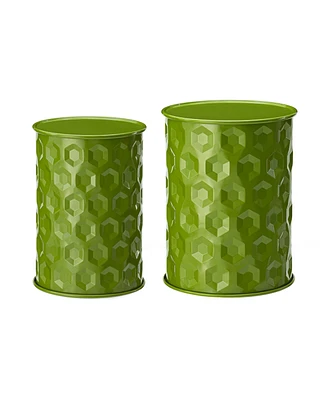 Glitzhome Set of 2 Honeycomb Metal Garden Stool or Planter Stand