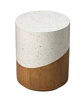 Glitzhome Multi-functional Faux Terrazzo and Wood Texture Garden Stool or Plant Stand