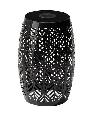 Glitzhome Multi-Functional Iron Leaf Pattern Solar Powered Garden Stools or Planter Stand