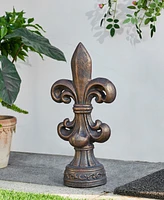 Glitzhome Bronze Standing Fleur De Lis Garden Statue