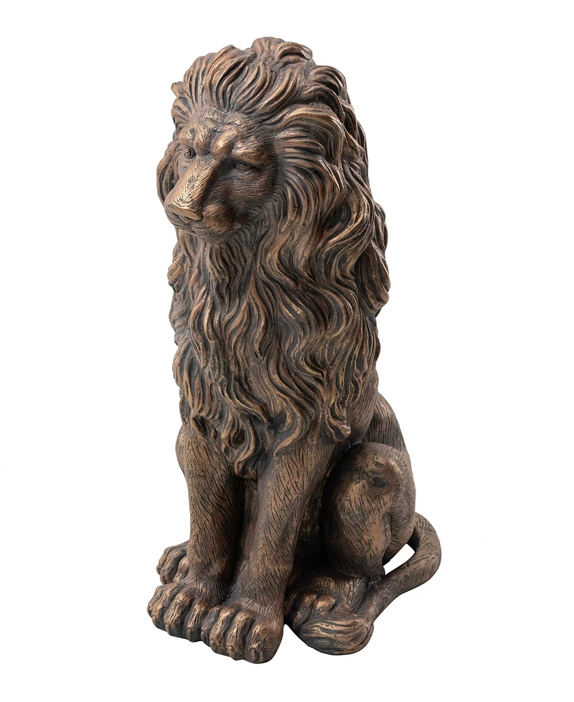 Glitzhome Oversized Bronze Sitting Lion Garden Statue