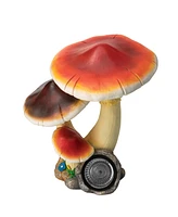 Glitzhome Solar Powered Vibrant Mushrooms Garden Statue