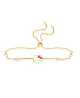 Hello Kitty Sanrio Glass Pearl Charm Lariat Bracelet, 9.5'' Box Chain