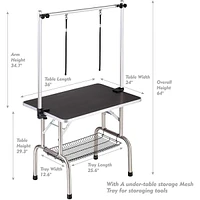 36 Professional Dog Pet Grooming Table Adjustable Heavy Duty Portable with Arm & Noose & Mesh