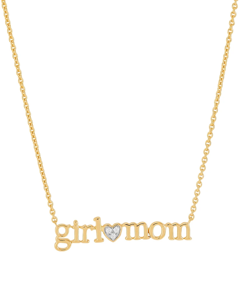 Diamond Accent Girl Mom Pendant Necklace Sterling Silver or 14k Gold-Plated Silver, 16" + 2" extender