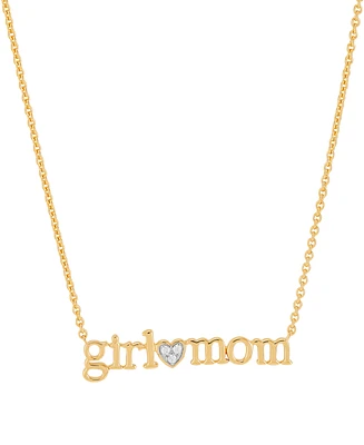 Diamond Accent Girl Mom Pendant Necklace Sterling Silver or 14k Gold-Plated Silver, 16" + 2" extender