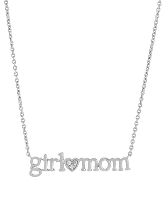 Diamond Accent Girl Mom Pendant Necklace in Sterling Silver or 14k Gold-Plated Sterling Silver, 16" + 2" extender