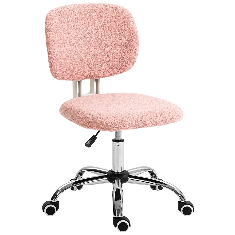 Simplie Fun Pink Teddy Fleece Armless Office Chair