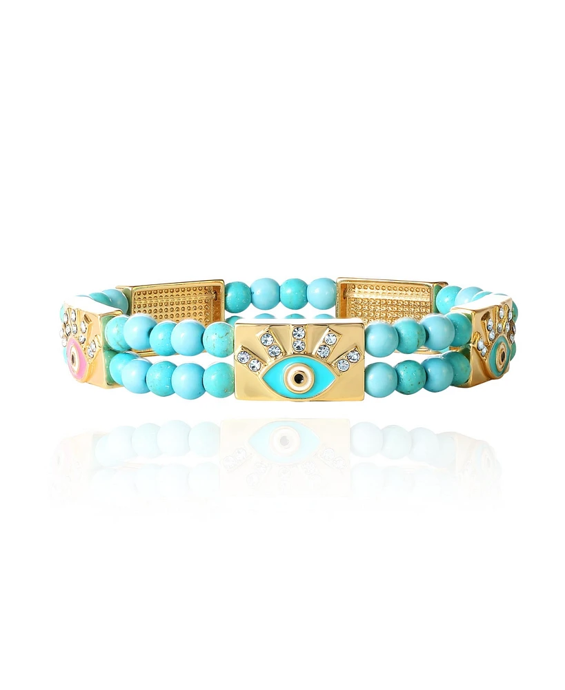 Jessica Simpson Womens Evil Eye Bracelet - Gold-Tone Evil Eye Bracelets for Women