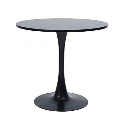 Simplie Fun Modern 31.5" Dining Table With Round Top And Pedestal Base In B Lack Color