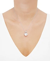 Honora Cultured Ming Pearl (13mm) & Diamond (1/5 ct. t.w.) Pendant Necklace 14k Gold