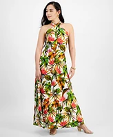 I.n.c. International Concepts Petite Linen-Blend Halter Maxi Dress, Created for Macy's