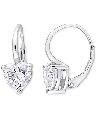 Moissanite Heart Shape Leverback Earrings (3 ct. t.w.) in Sterling Silver