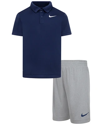 Nike Little Boys Dri-Fit Polo T-shirt and Shorts, 2-Piece Set