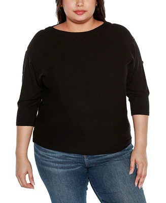 Belldini Plus Rivet-Trim Dolman-Sleeve Sweater