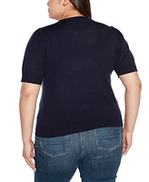 Belldini Plus Size Rivet Detail Puff Sleeve Sweater