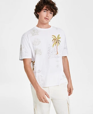 Guess Men's Palm Tree Collage Logo Graphic T-Shirt
