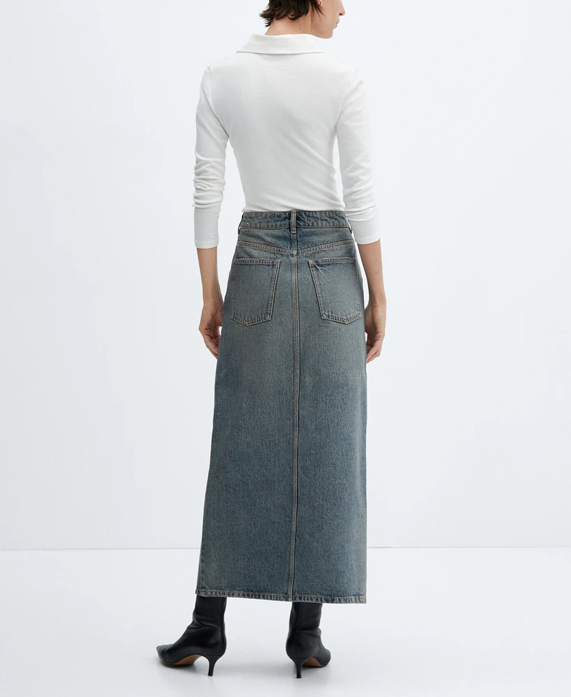 Mango Women's Long Denim Skirt