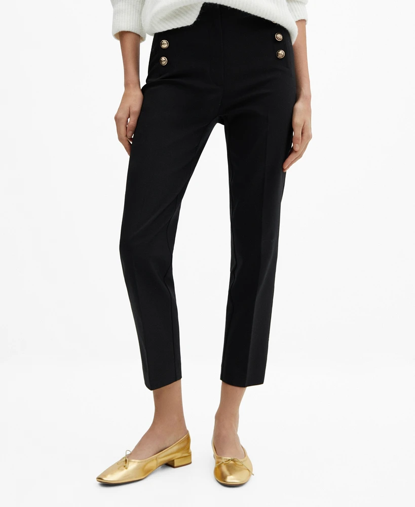 Mango Women's Cropped Button Pants