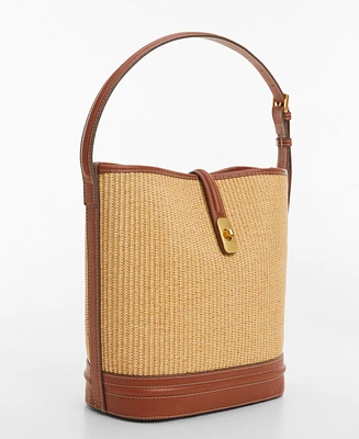 Mango Women's Raffia-Effect Bucket Bag