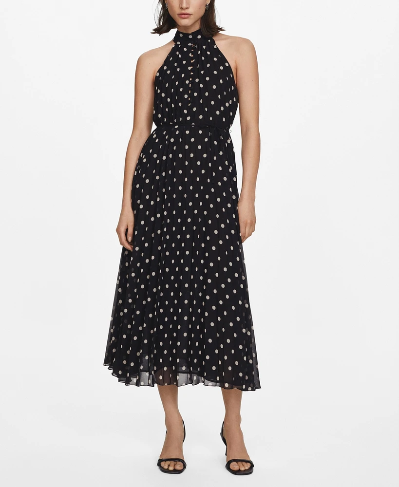 Mango Women's Polka-Dot Pleated Dress