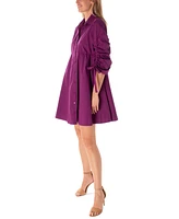 Maison Tara Women's Ruched-Sleeve Shirtdress