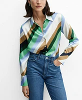 Mango Women's Satin Striped Shirt