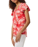 Jones New York Women's Printed Moss Crepe Short-Sleeve Top