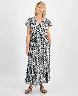 Style & Co Petite Iris Dreams Ruffled Tiered Maxi Dress, Created for Macy's