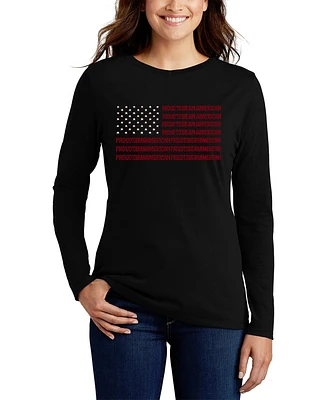 La Pop Art Women's Word Proud To Be An American Long Sleeve T-Shirt