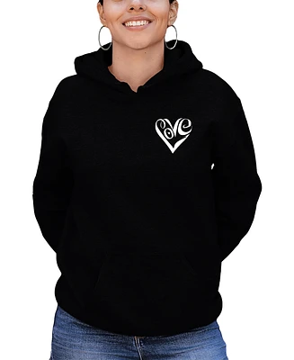 La Pop Art Women's Word Script Heart Hooded Sweatshirt