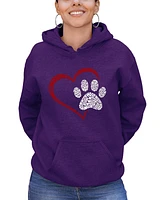 La Pop Art Women's Word Paw Heart Hooded Sweatshirt