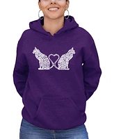 La Pop Art Women's Word Cat Tail Heart Hooded Sweatshirt