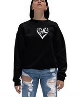 La Pop Art Women's Word Script Heart Crewneck Sweatshirt