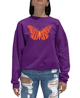La Pop Art Women's Word Butterfly Crewneck Sweatshirt