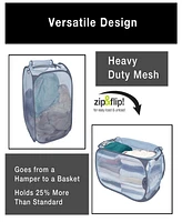 Smart Design Mesh Pop Up Flip Laundry Hamper and Basket 15" x 25"