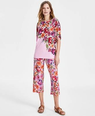 Jm Collection Womens Paradise Gardenia Printed Top Culotte Pants Created For Macys
